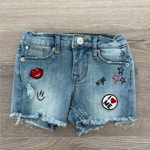 Hudson Toddler Embroidered Denim Shorts with Patches - Size 3